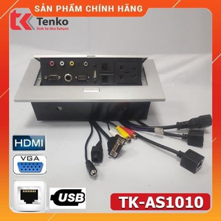 [ Chính Hãng ] Hộp Ổ Cắm Điện Âm Bàn Họp Sơn Tĩnh Điện Màu Bạc Tenko TK-AS1010