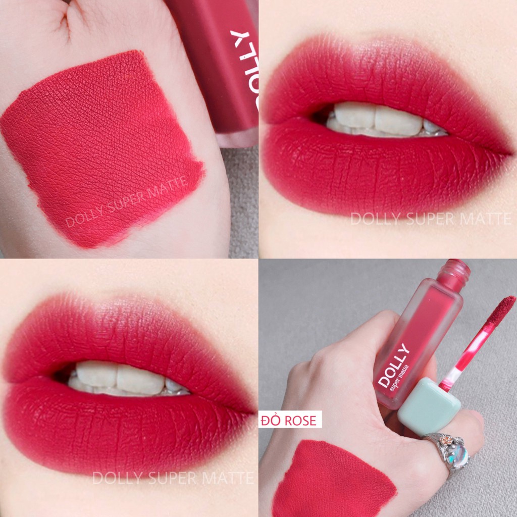 NEW 2021 [Đỏ Rose 01] Son Kem Lì Dolly Super Matte Không Chì Màu Đỏ Rose | BigBuy360 - bigbuy360.vn