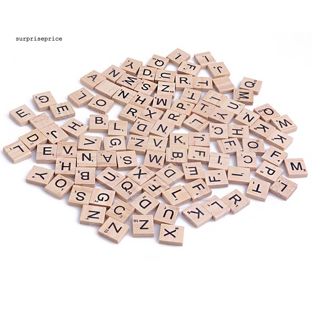 Set 100 nút gỗ kiểu chữ cái và trái tim để trang trí tiện lợi