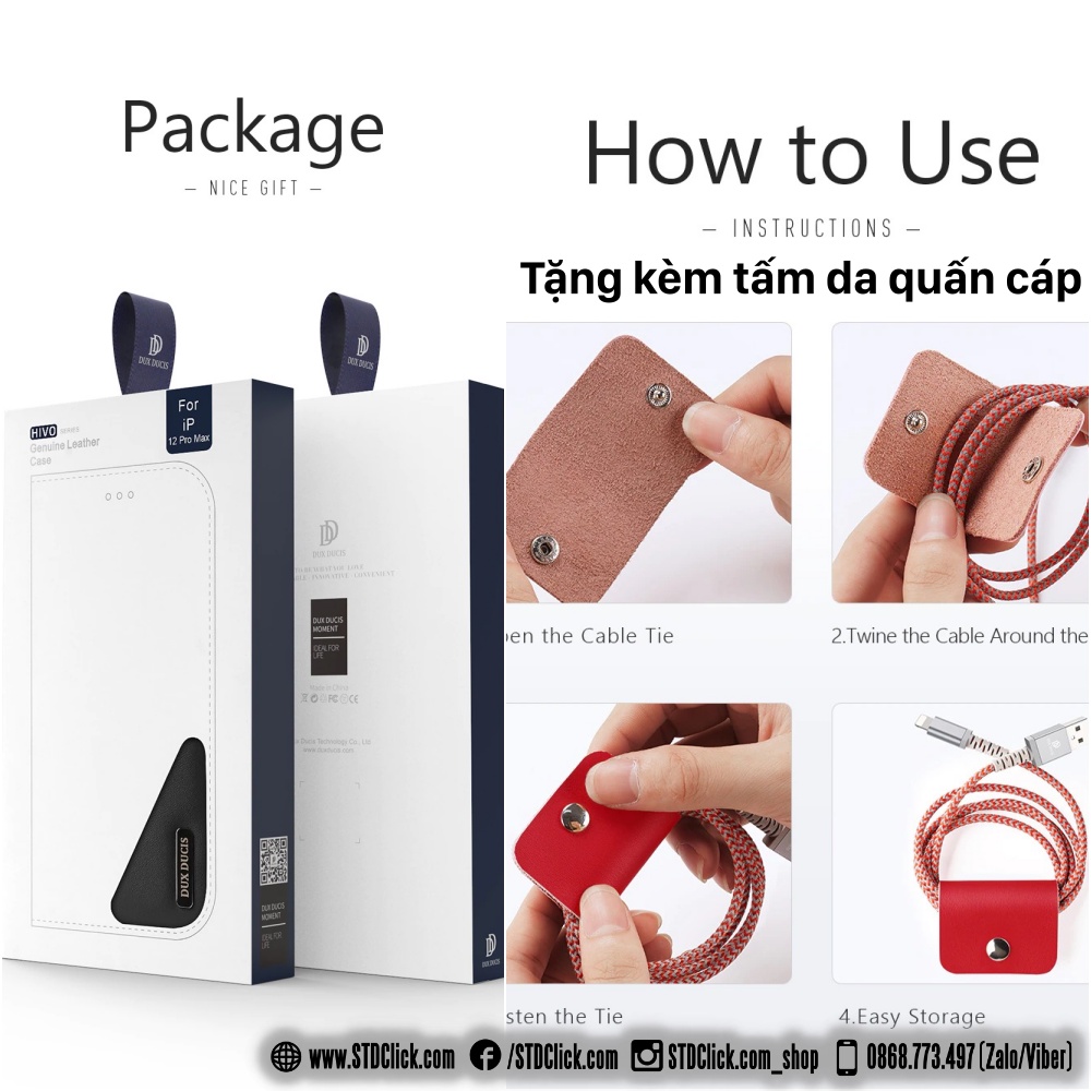 BAO DA IPHONE 12 PRO MAX - 12 PRO - 12 DUX DUCIS HIVO CHÍNH HÃNG