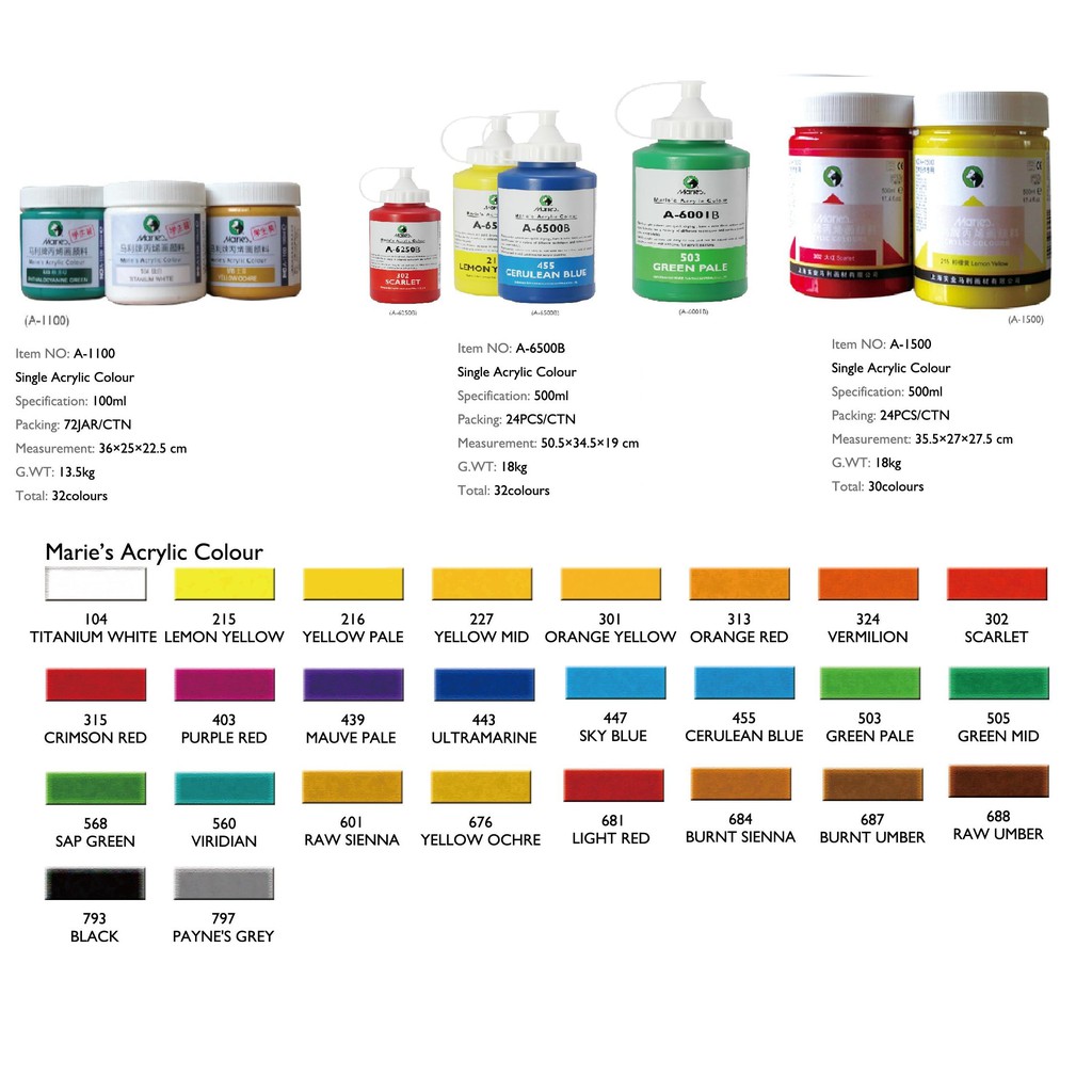 [ TÂM TÂM ]-Màu Acrylic Maries, MARIE'S hủ 100ml link 1/2-