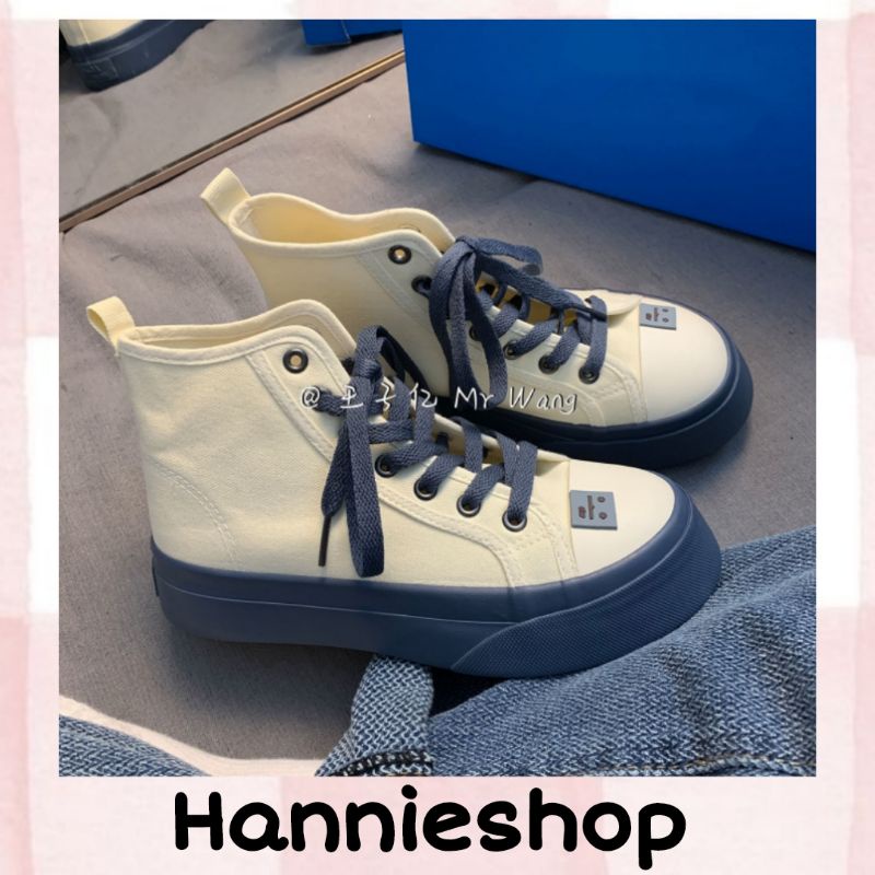 Giày Sneaker Cổ Cao Chất Canvas Mang Đi Học Đi Chơi