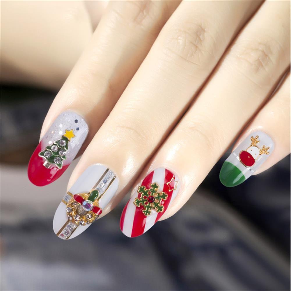 Hộp Phụ Kiện Trang Trí Móng Nghệ Thuật Hình Cây Thông Giáng Sinh 3D Bằng Hợp Kim