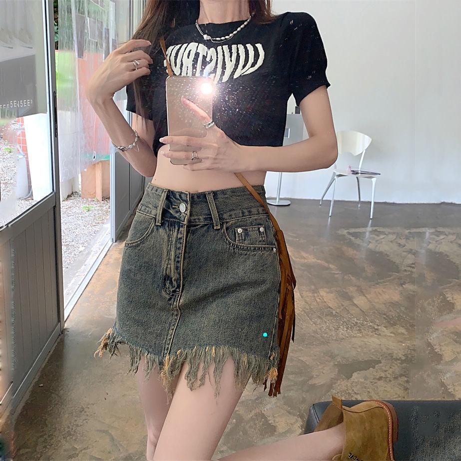 Chân váy denim JSC ngắn lưng cao phong cách hip hop thời trang mùa hè cho nữ