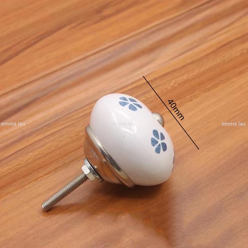 Tay Nắm Cửa Tủ Bằng Gốm Sứ Màu Trắng Trơn Thiết Kế Lỗ Đơn Giản Tiện Dụng