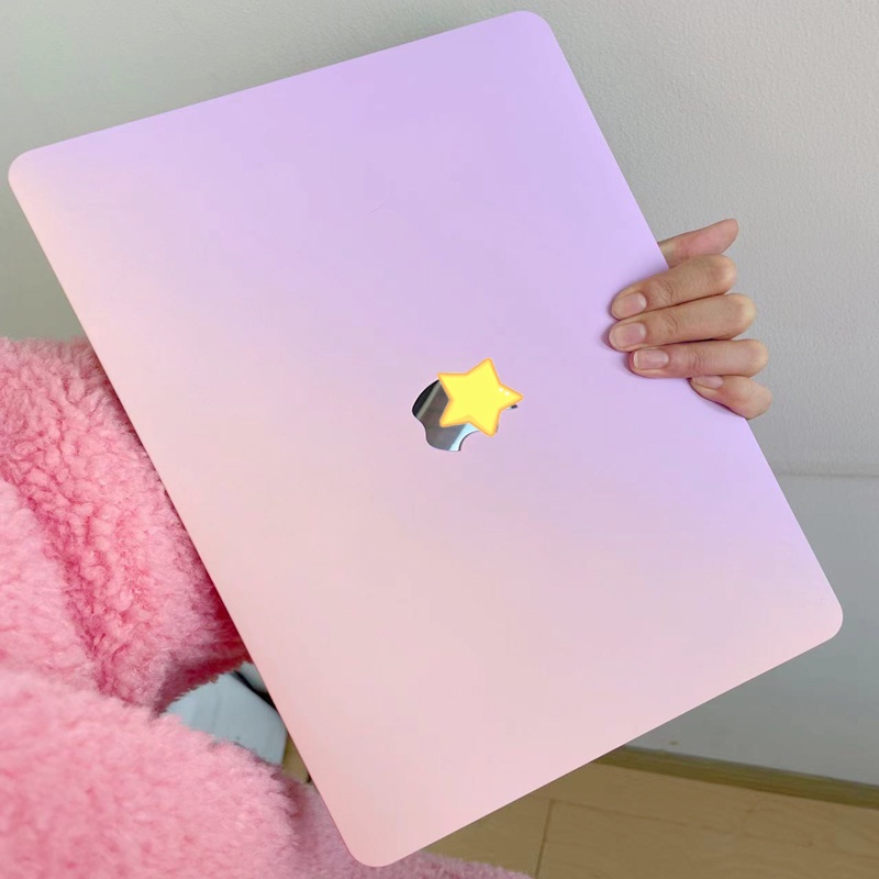 Vỏ bọc màu Gradient khoét rỗng logo kèm vỏ bọc bàn phím cho For Macbook Air 13 M1 A2337 A2179 A1932 A1466 Pro 13.3 A2338 A2289 A2251 A1706 A1989 A2159 A1708