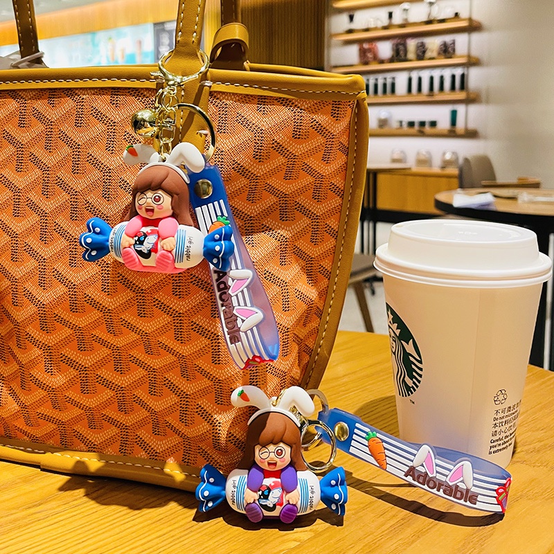 Móc Khóa Hình Thỏ Trắng Hoạt Hình Dễ Thương