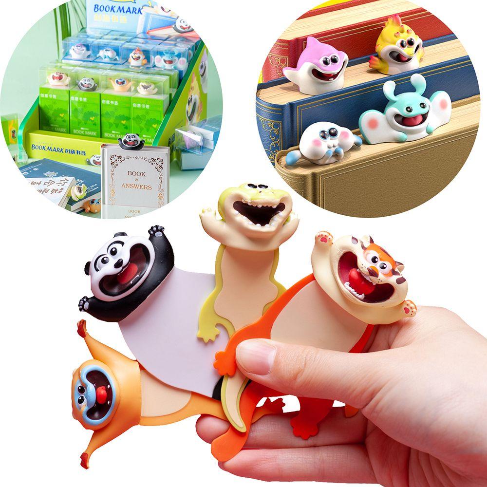 GOGOUP Thẻ Đánh Dấu Trang Sách 3D Bằng PVC Hình Động Vật