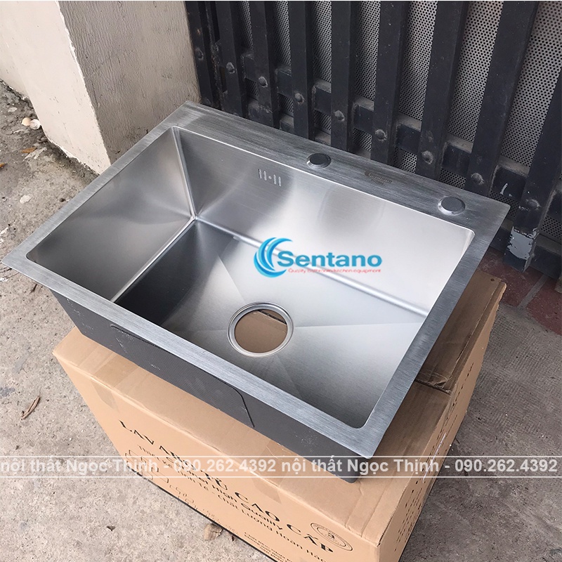 Combo chậu rửa chén đúc SENTANO SC-10 6045T inox sus304 1 ngăn lớn có lớp chống ồn, bộ xả chống hôi tuyệt đối