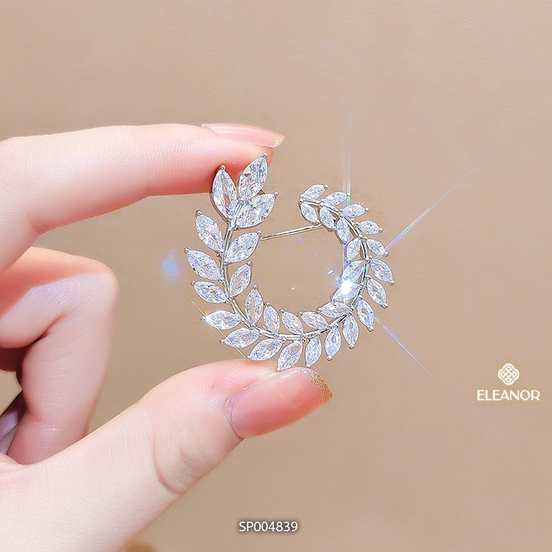 Ghim cài áo nam nữ Eleanor Accessories hình vòng nguyệt quế đính đá phụ kiện thời trang 4839
