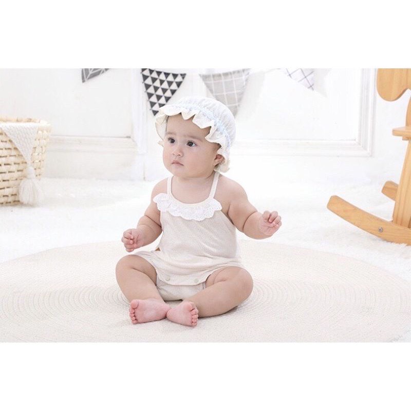 Bộ áo liền quần - Body Chíp/ Body suit hai dây Organic 100% Cotton Hữu Cơ Tự Nhiên An Toàn Cho Bé