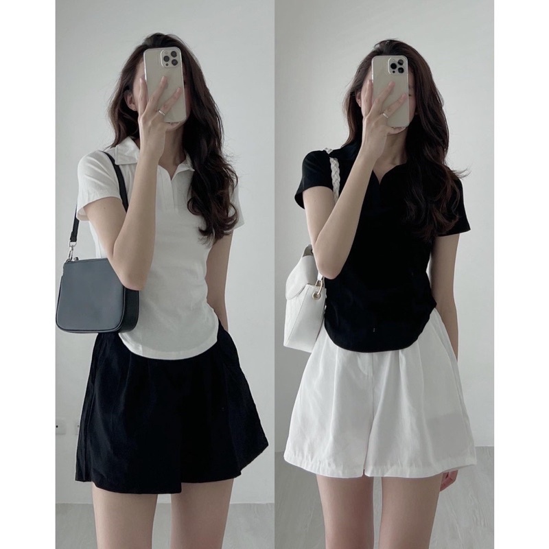 [RẺ VÔ ĐỊCH Áo Croptop Nữ PL Tay Ngắn Dáng Ôm Ulzzang