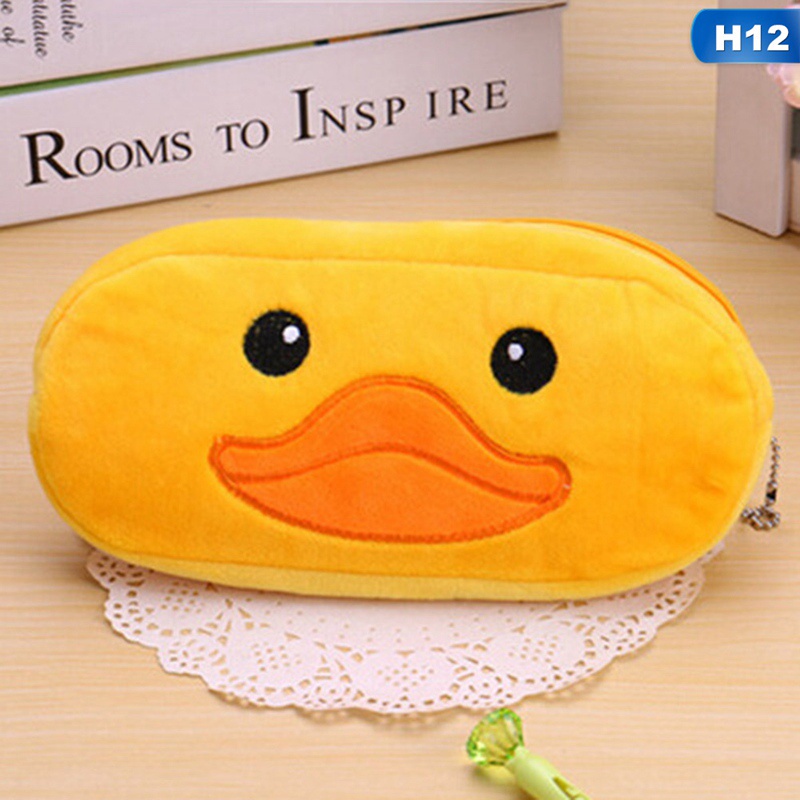 Túi đựng bút/ mỹ phẩm bằng vải nhung họa tiết hoạt hình tùy chọn dành cho trẻ em