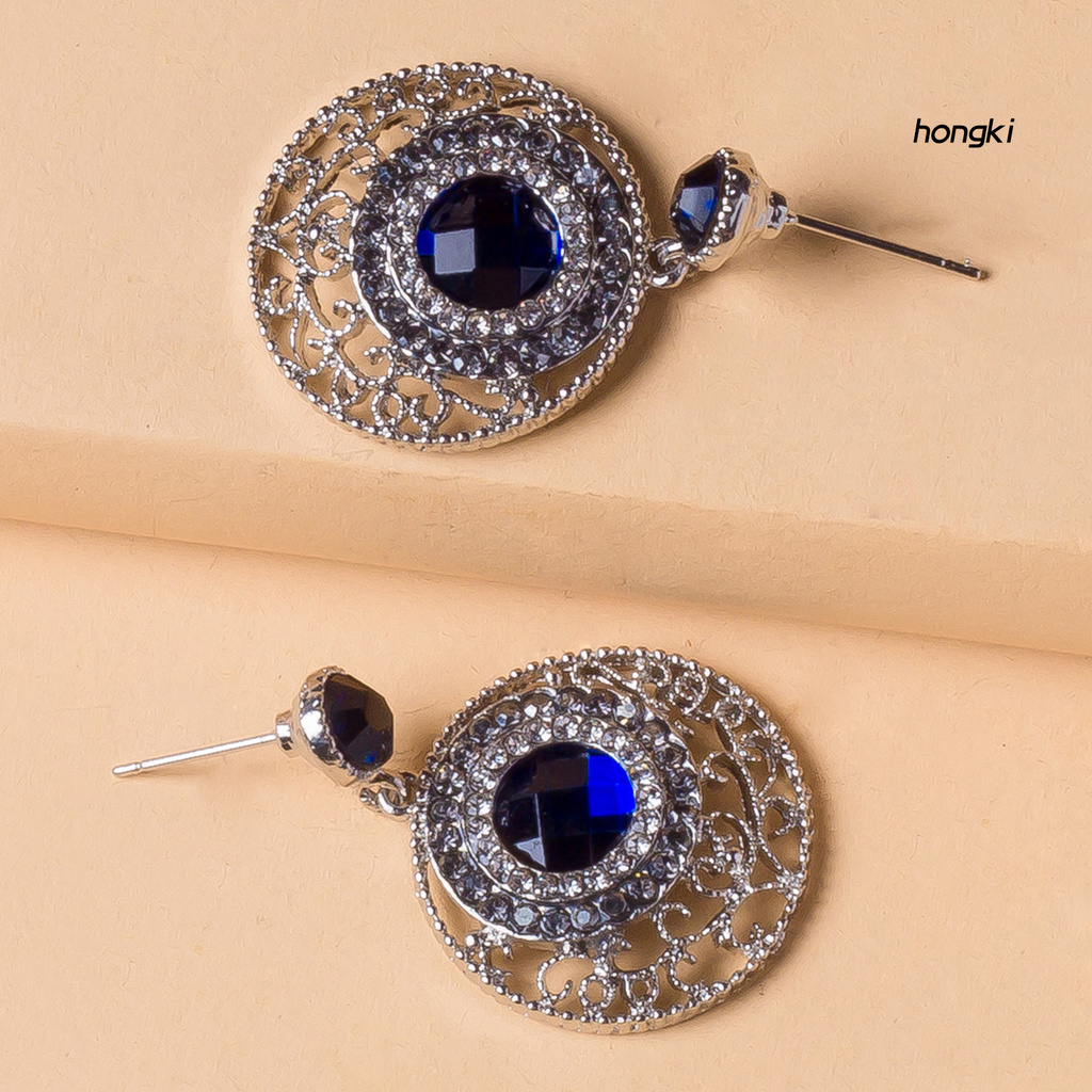 Đôi khuyên tai hình tròn đính đá thời trang cho nữ độc đáo