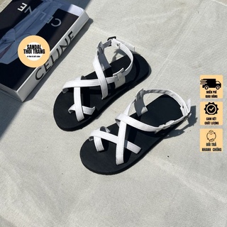 Giày sandal quai chéo xỏ ngón a101, sandal nữ đi học, đi chơi trắng/be/nau sandal thời trang full size 30-44 nam nữ