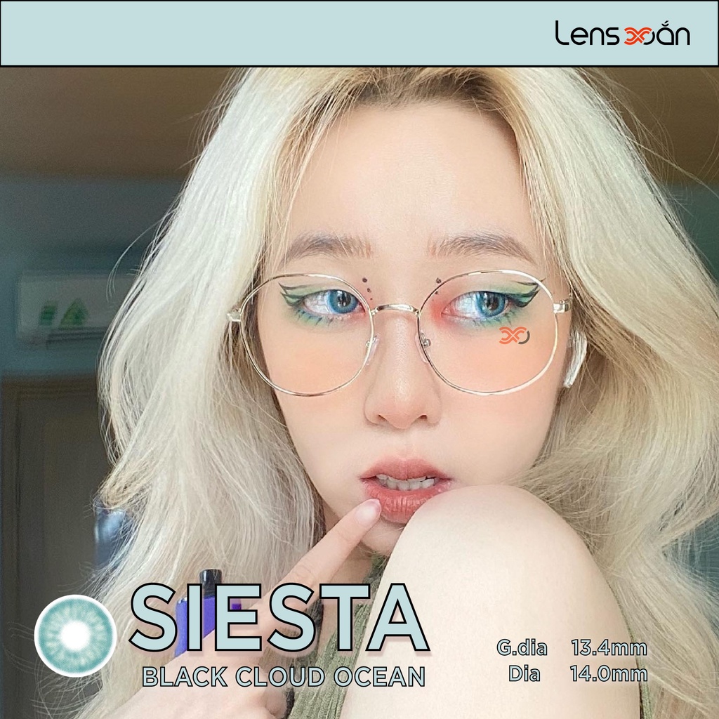 KÍNH ÁP TRÒNG CAO CẤP SIESTA BLACK CLOUD OCEAN: LENS XANH DƯƠNG SÁNG TÂY| PC HYDROGEL| COLOR CL|  LENS XOẮN