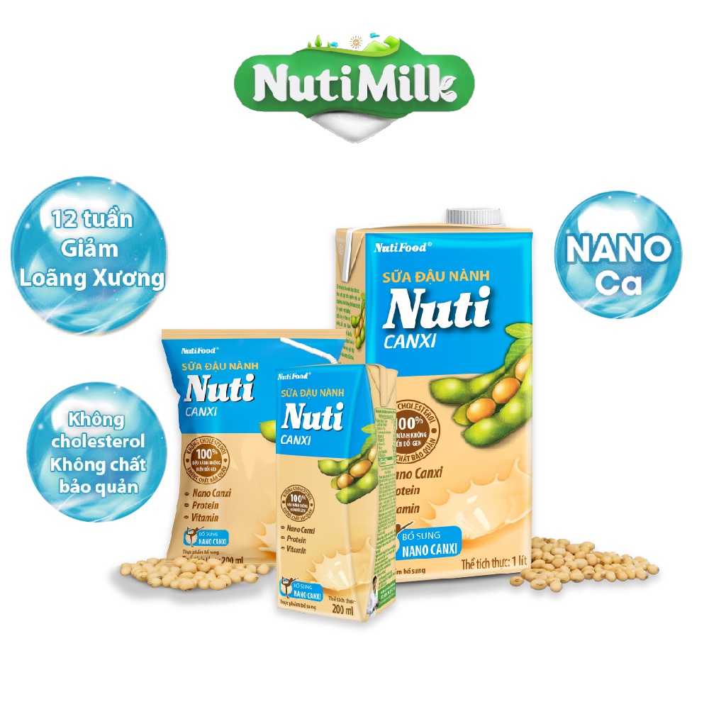 Sữa đậu nành Nuti Canxi Hộp 1000ml