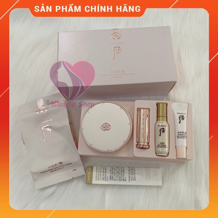 Bộ phấn nước dưỡng trắng Whoo Radiant White Tone Up Sun Cushion Special Set_𝑬𝑩𝑰𝑺𝑼 𝑪𝑶𝑺𝑴𝑬𝑻𝑰𝑪