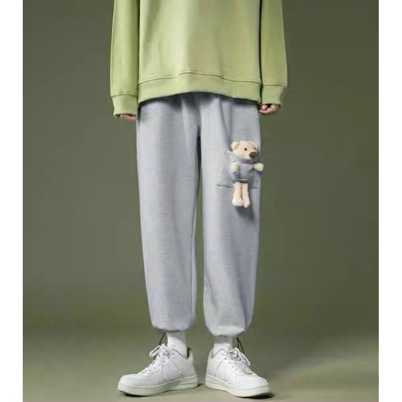 ❤️ QUẦN NỈ ❤️ QUẦN DÀI NAM NỮ PHỐI TÚI KÈM GẤU BÔNG THÁO RỜI ĐƯỢC - ỐNG RỘNG - CHÂN BO GẤU CÓ DÂY RÚT | BigBuy360 - bigbuy360.vn