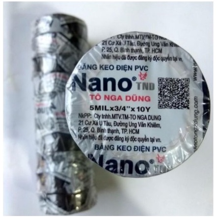 Băng keo điện Nano Tô Nga Dũng màu đen 10Y
