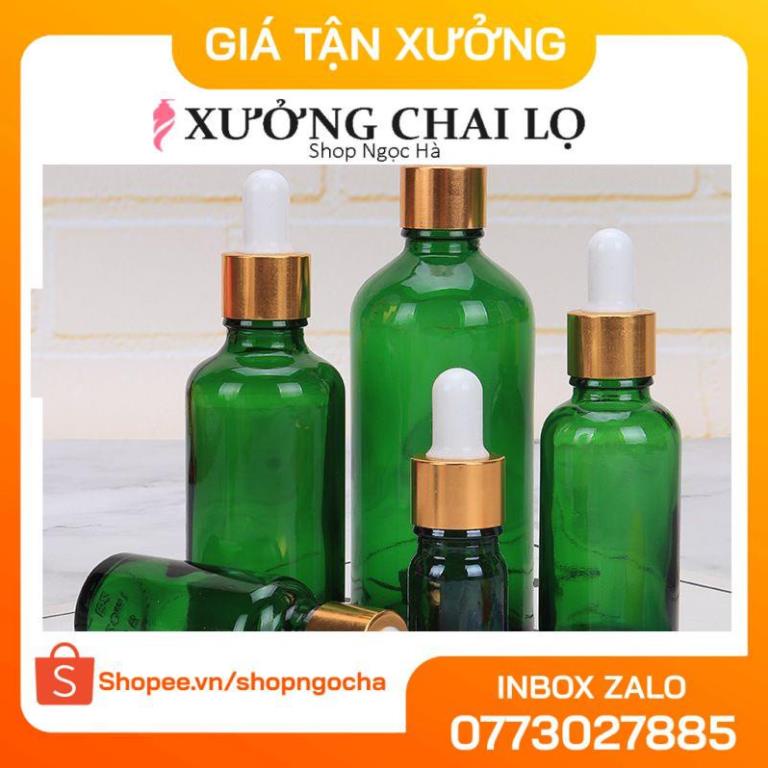 Lọ Chiết Serum ❤ GIÁ TỐT NHẤT ❤ [100ml] Lọ đựng tinh dầu Xanh lá chiết serum Khoen Vàng,Đen,Bạc, phụ kiện du lịch