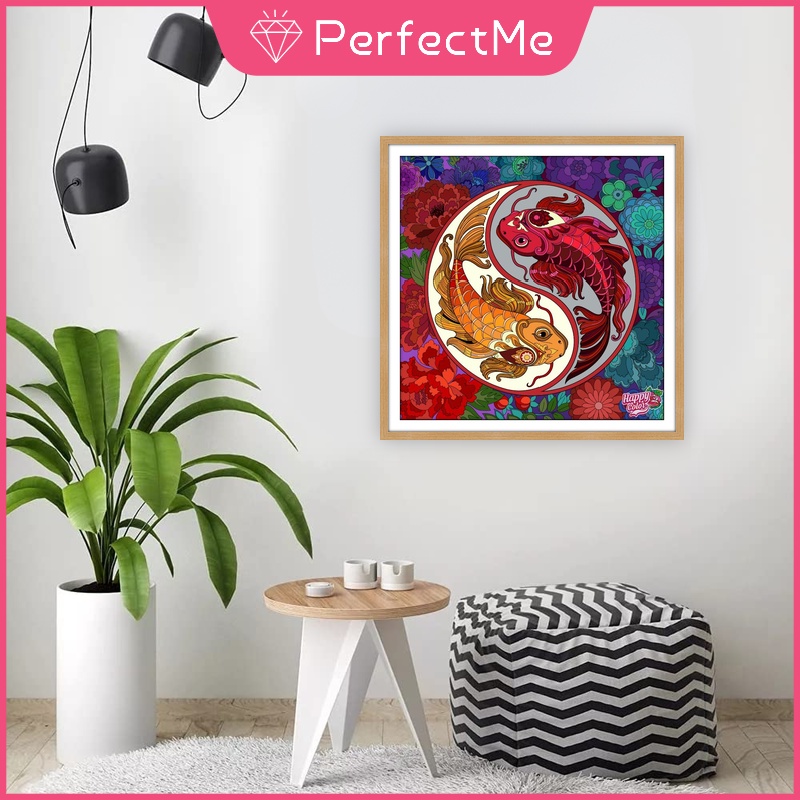 Bộ Tranh Đính Đá 5d Tự Làm 40x40cm Hình Cá Nhiều Màu Sắc