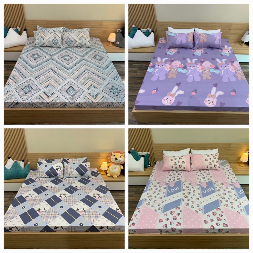 Bộ ga gối vỏ ôm 4 món poly cotton hàng loại 1