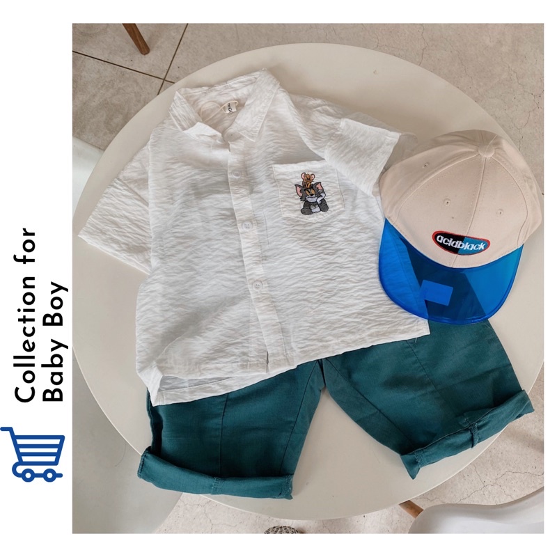 Áo Sơ Mi Cho Bé Mick and Milk 1,2,3,4,5,6 Tuổi Áo Trắng Thêu Hình Chuột Mickey Dễ Thương Thời Trang