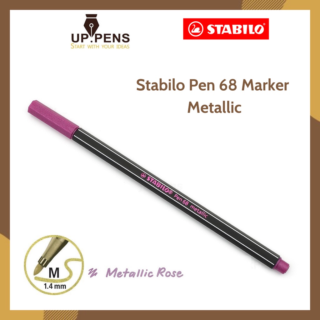 Bút lông nhũ Stabilo Pen 68 Metallic Marker – 1.4 mm – Màu hồng nhũ (Rose)