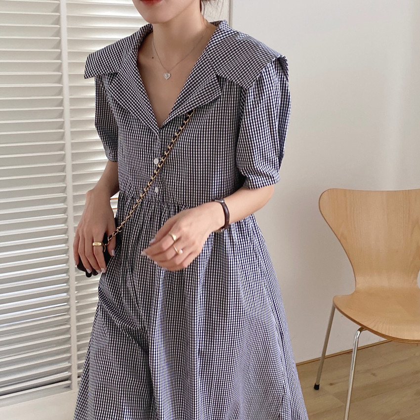 Đầm Thời Trang Tay Ngắn Họa Tiết Kẻ Sọc Thanh Lịch 41399 | BigBuy360 - bigbuy360.vn