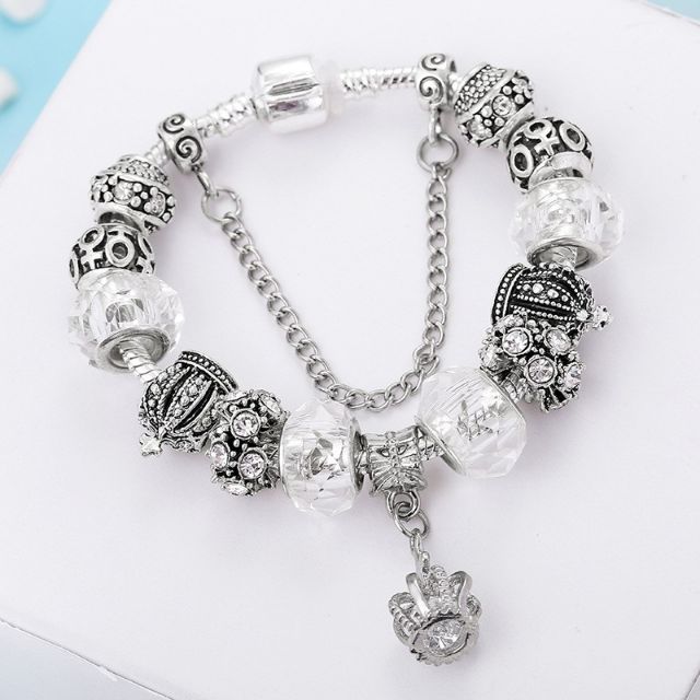 Vòng tay charm mạ bạc vòng tay nữ DIY tô điểm mũ nhà vua mã OT03