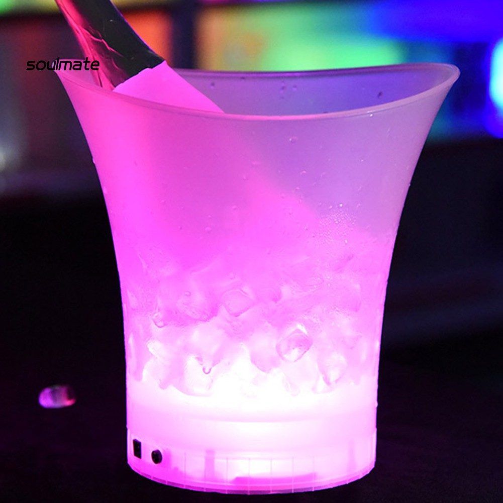 Xô Đá Giữ Lạnh Bia Rượu Champagne Có Đèn LED Nhiều Màu 5L