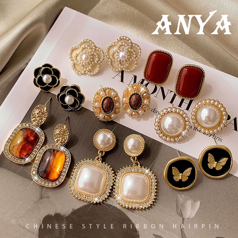 Bông Tai Đính Đá Ngọc Trai Phong Cách Hàn Quốc Thời Trang Cho Nữ