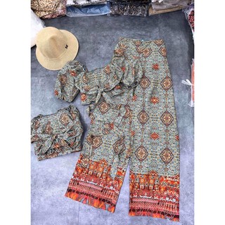 set thổ cẩm nơ eo họa tiết boho bohemian