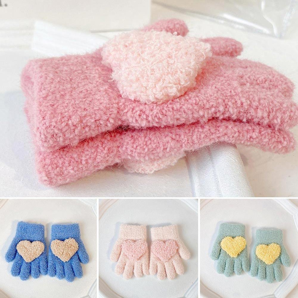 Găng Tay Dày Dặn Ấm Áp Màu Sắc Đơn Giản Cho Bé