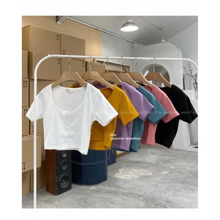 Áo croptop cài cúc 6 màu