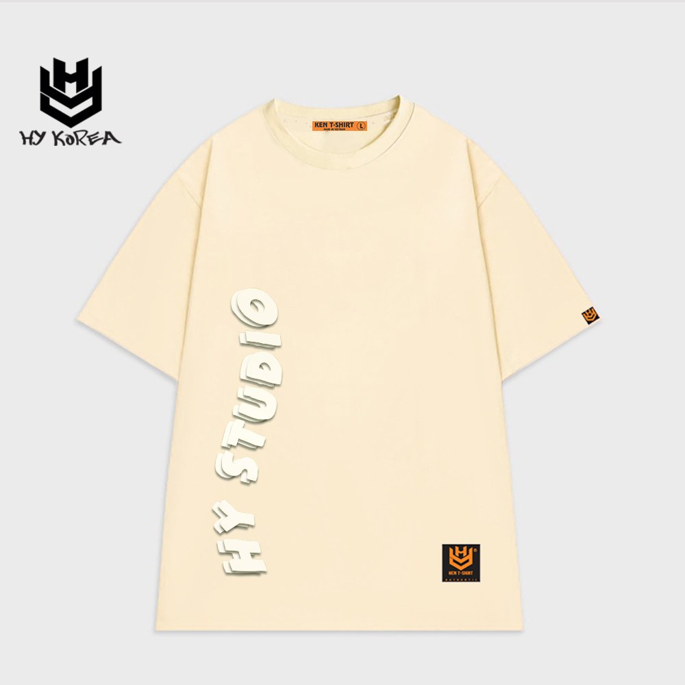 Áo thun unisex tay lỡ HY KOREA nam nữ form rộng in hình Mực đội mũ lặn 755