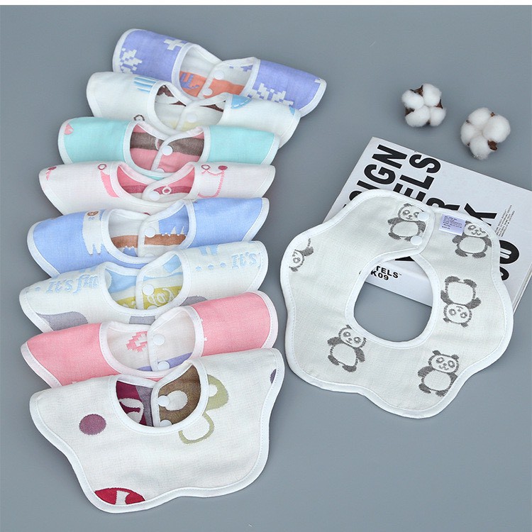 Set 2 Khăn yếm xô tròn Organic, yếm xô tròn quàng cổ 4 lớp 360 độ cho bé sơ sinh