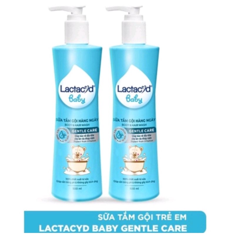 Sữa tắm gội em bé Lactacyd BaBy bình vòi 500ml tặng 1 chai nhí 60ml