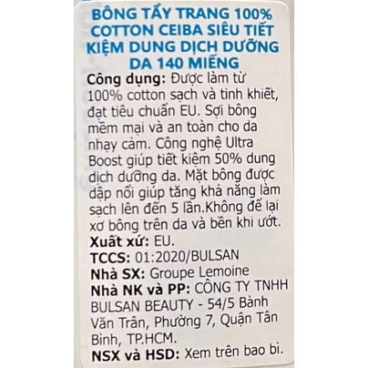 Bông Tẩy Trang Ceiba 100% Chất Liệu Cotton