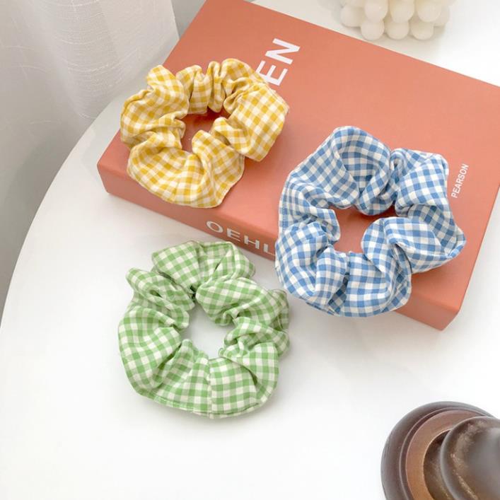 Dây buộc tóc vải kẻ caro xinh xắn kiểu dáng thời trang C32