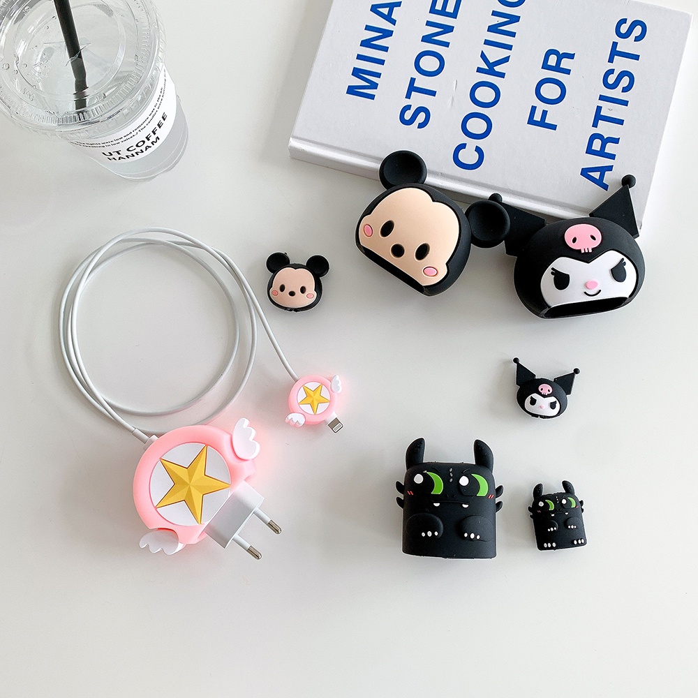 Vỏ Bảo Vệ Đầu Sạc Apple 20w Hình Hoạt Hình Dễ Thương