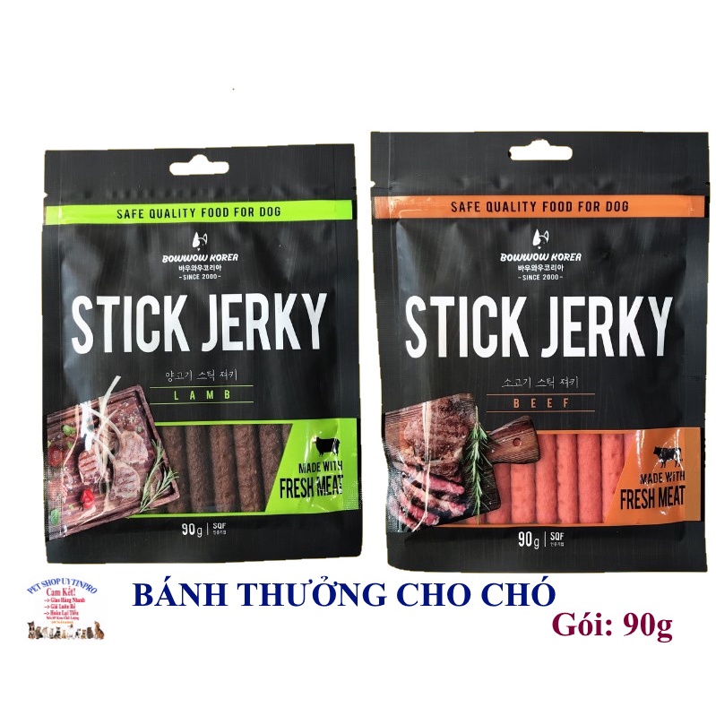 Bánh thưởng cho Chó Dạng que mềm Bow wow Stick Jerky Gói 90g Xuất xứ Hàn Quốc Giúp bổ sung dinh dưỡng, Tăng sức đề kháng
