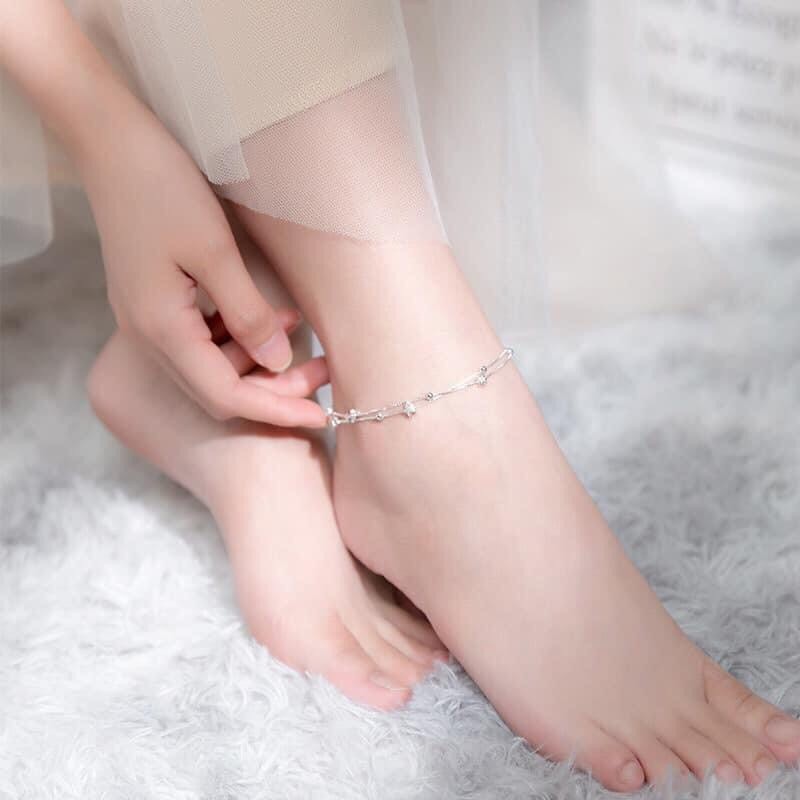 Lắc chân bạc Tlee, lắc sợi kép ngôi sao lấp lánh- TleeJewelry