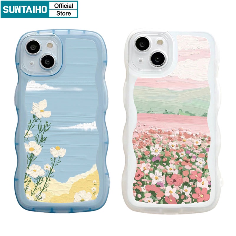 SUNTAIHO Ốp lưng iphone Ốp điện thoại tpu silicon chống sốc họa tiết hoa thích hợp cho iPhone 11 pro 13 pro max 12 pro max xr 7 8 plus