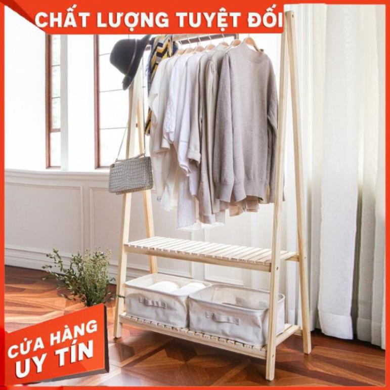 Kệ treo quần áo bằng gỗ, kệ phơi đồ đa năng chữ A 1 tầng