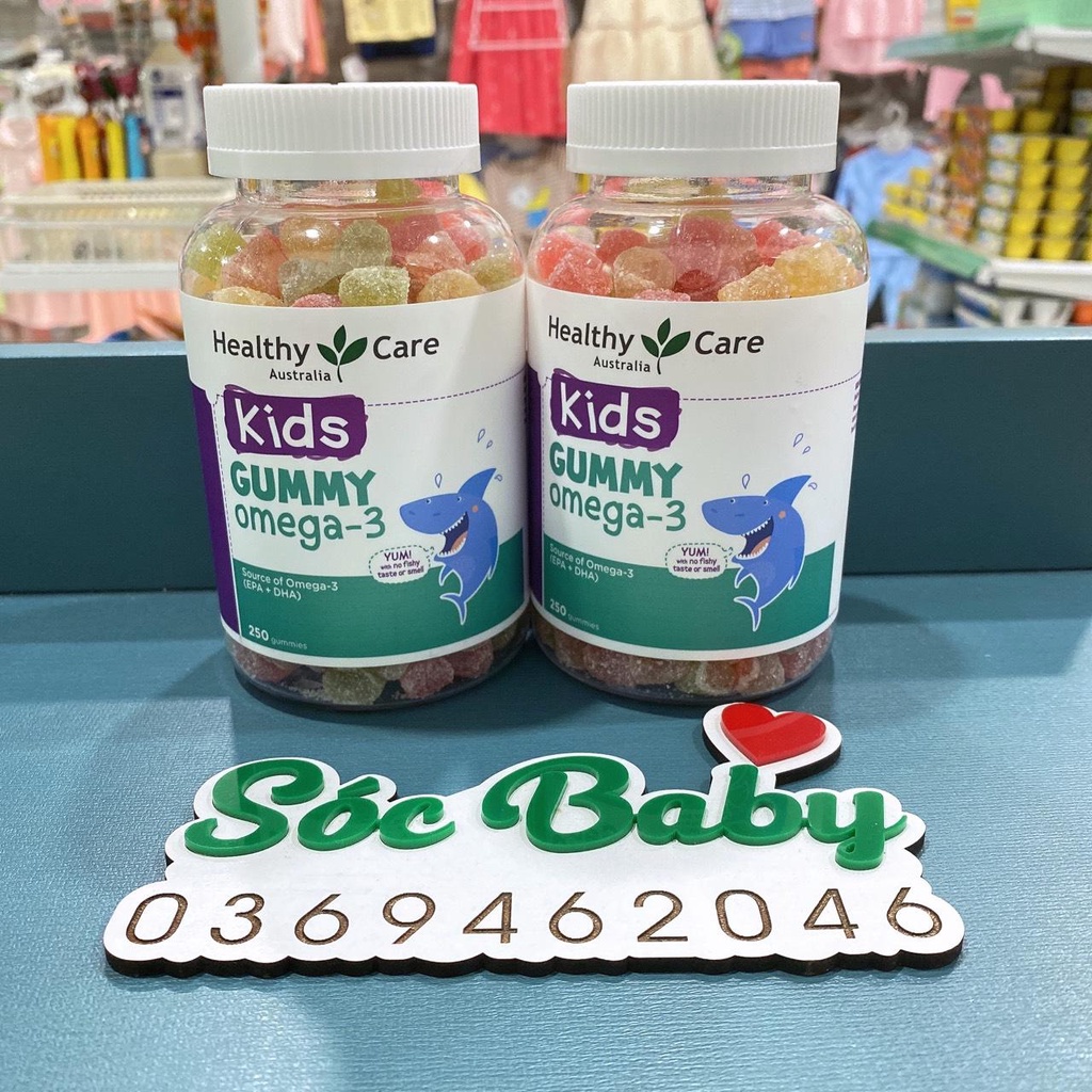 Kẹo Dẻo DHA Healthy Care Gummy Omega 3 hỗ trợ mắt sáng, thông minh cho bé từ 2 tuổi 250 viên - SÓC BABY