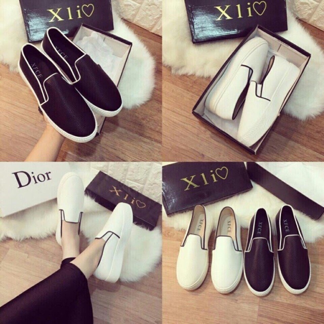 Sliponl viền 2 màu đen trắng