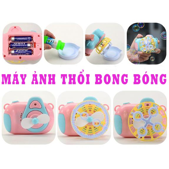 Máy Thổi Bong Bóng Hình Máy Ảnh Hoạt Hình Có Nhạc Cho Bé