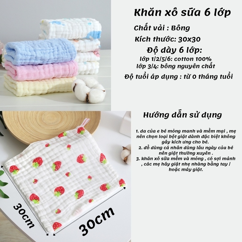 Set 5 Khăn Xô Sữa Sợi Tre Dày Dặn cho bé